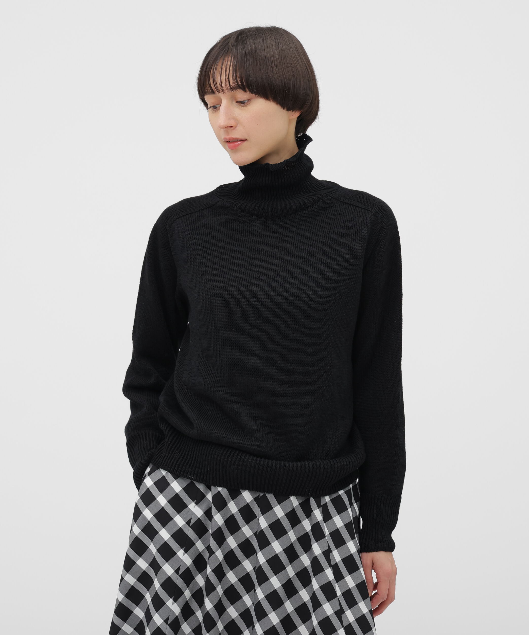  「LINEN COTTON KNITWEAR」|ニット・セーター|BLACK
