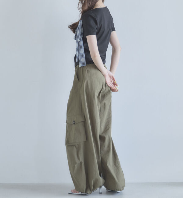 archives「２ｗａｙチェックシフォンリボンドレープカットＴＯＰＳ」|Tシャツ・カットソー|
