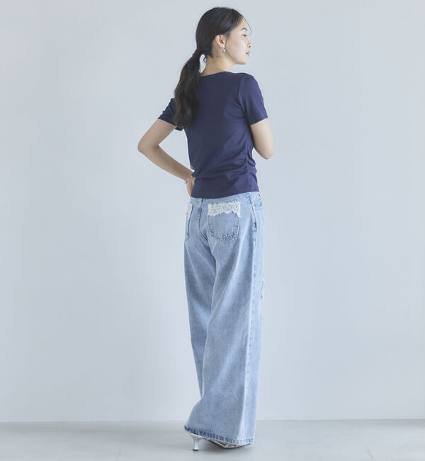 archives「２ｗａｙチェックシフォンリボンドレープカットＴＯＰＳ」|Tシャツ・カットソー|