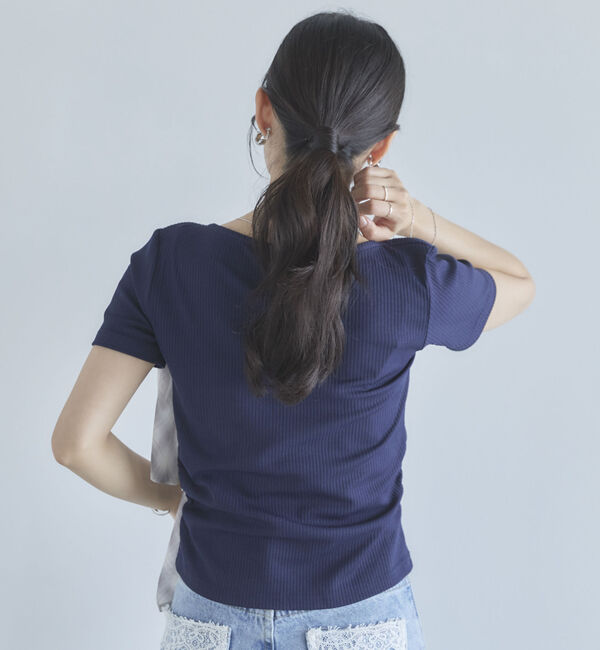 archives「２ｗａｙチェックシフォンリボンドレープカットＴＯＰＳ」|Tシャツ・カットソー|