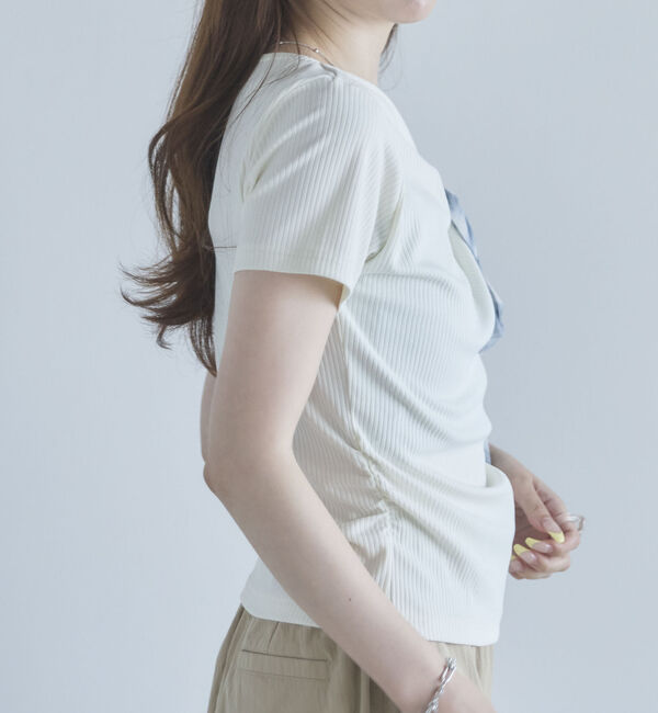 archives「２ｗａｙチェックシフォンリボンドレープカットＴＯＰＳ」|Tシャツ・カットソー|