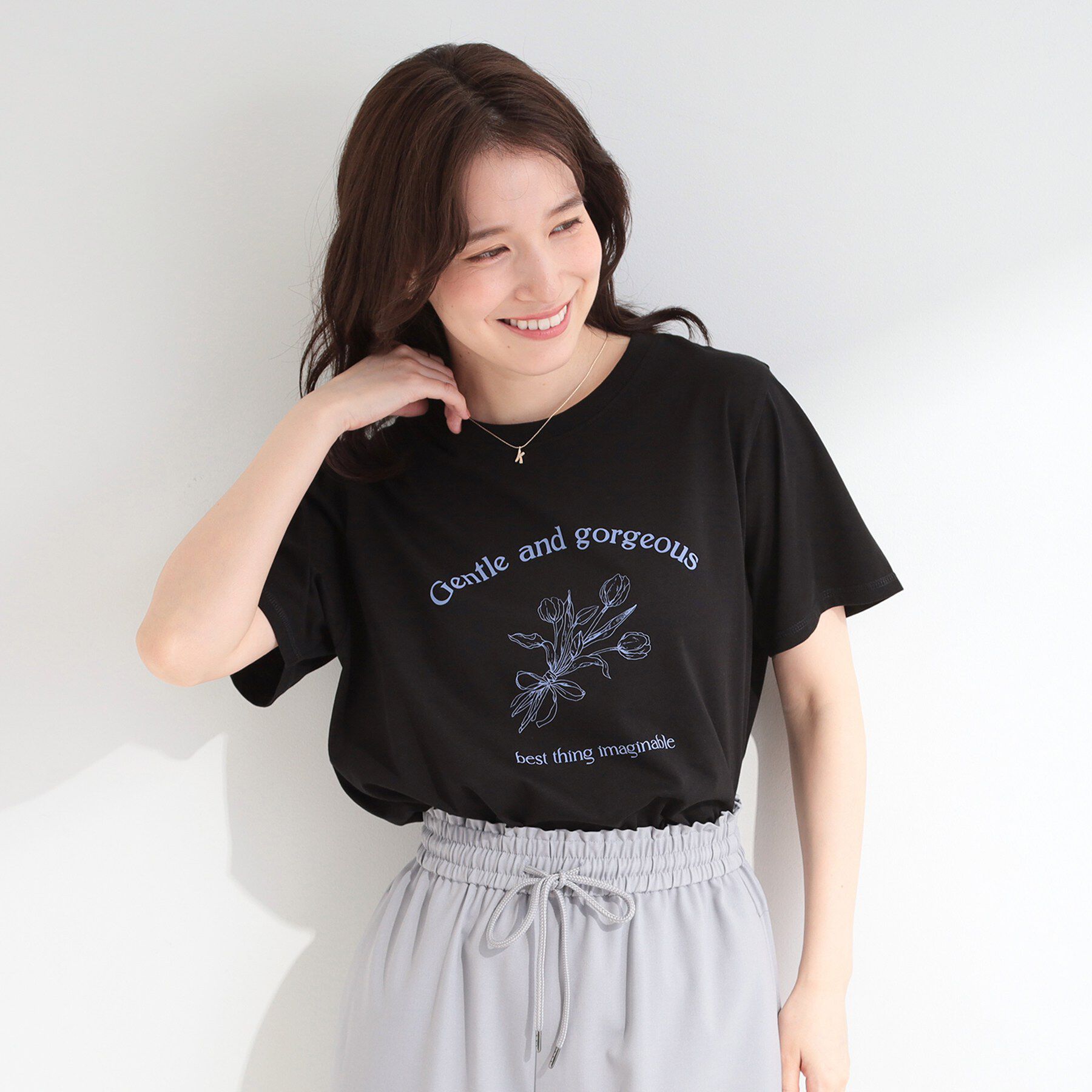 SHOO･LA･RUE「【ひんやり/S-LL/洗濯機可】真夏に着たい 大人のベーシックカラープリントTシャツ」|Tシャツ・カットソー|