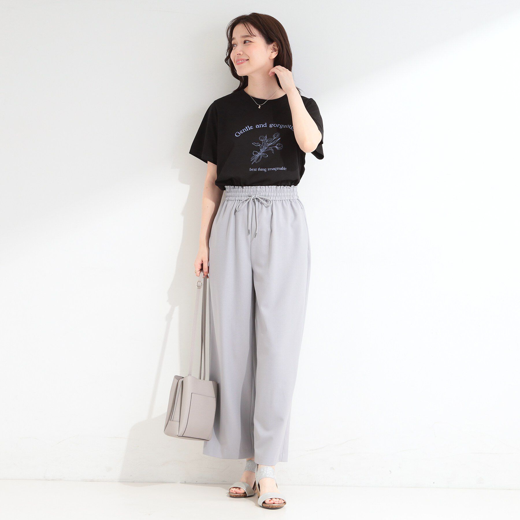 SHOO･LA･RUE「【ひんやり/S-LL/洗濯機可】真夏に着たい 大人のベーシックカラープリントTシャツ」|Tシャツ・カットソー|