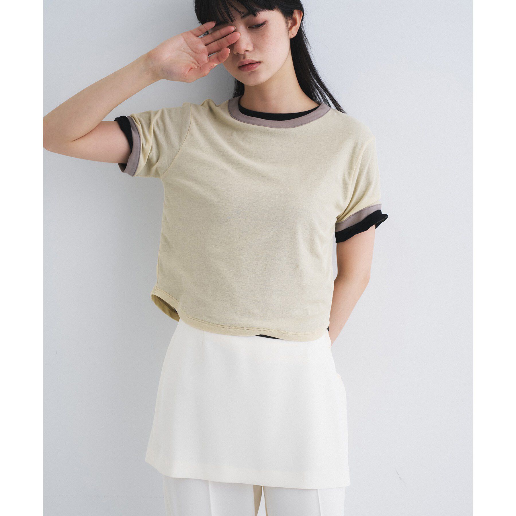 CODE A「sheer ringer tee」|Tシャツ・カットソー|ライトイエロー(03