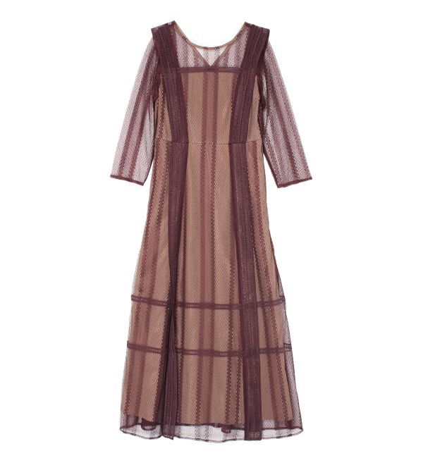 LAGUNAMOON「LADYジオメトリックレースワンピース」|ドレス|ボルドー
