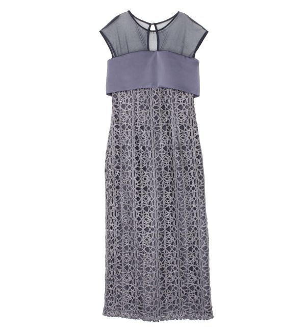 LAGUNAMOON「LADYレザーライクレースIラインドレス」|ドレス|ブルー