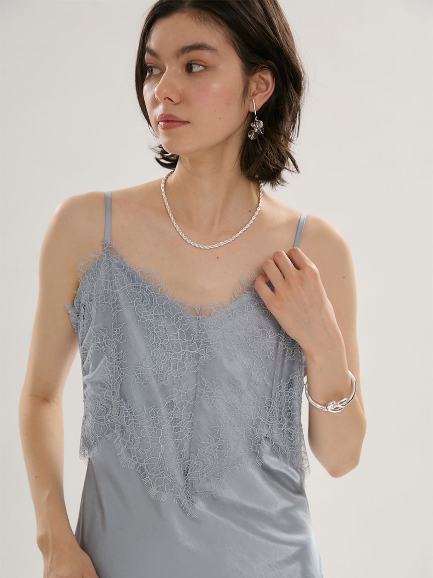 emmi atelier「レーストリムサテンキャミワンピース」|ワンピース|