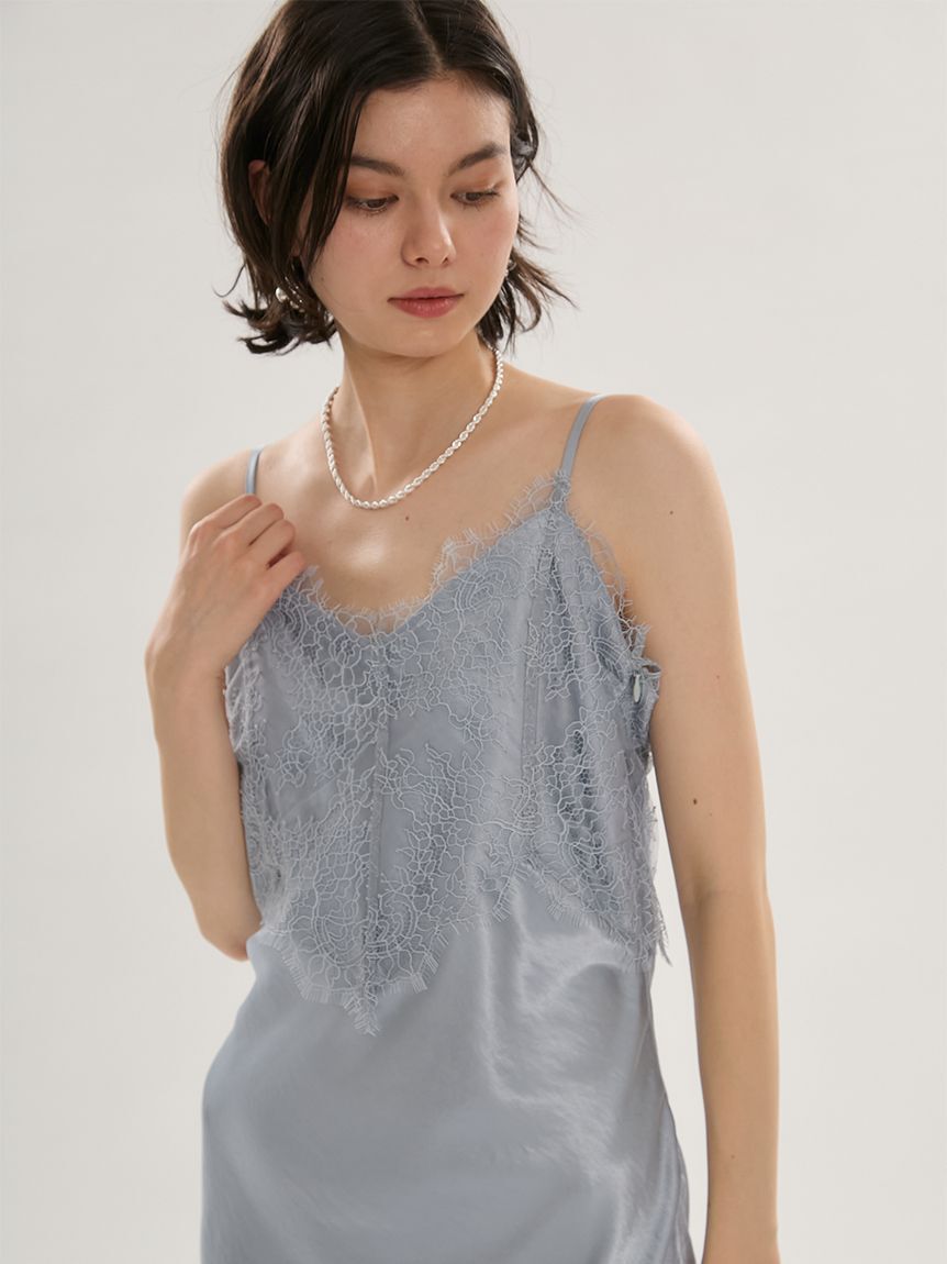 emmi atelier「レーストリムサテンキャミワンピース」|ワンピース|