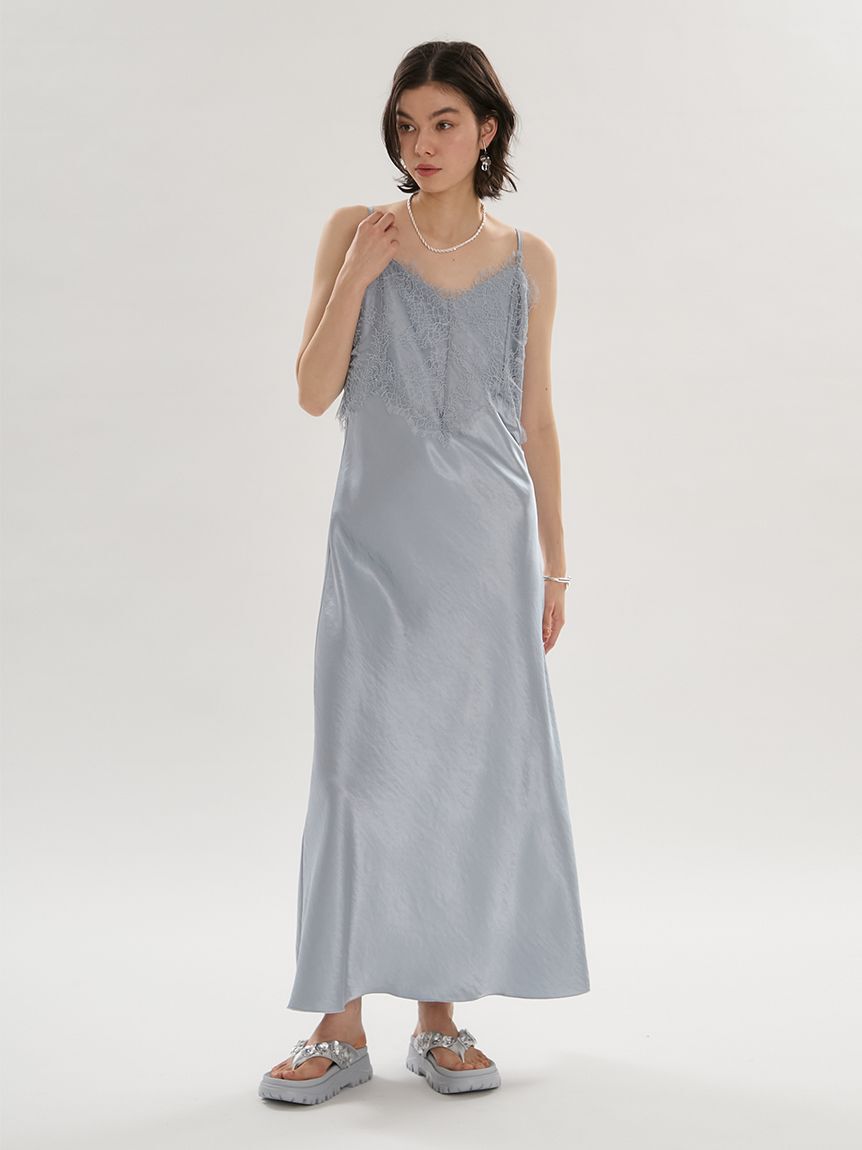 emmi atelier「レーストリムサテンキャミワンピース」|ワンピース|