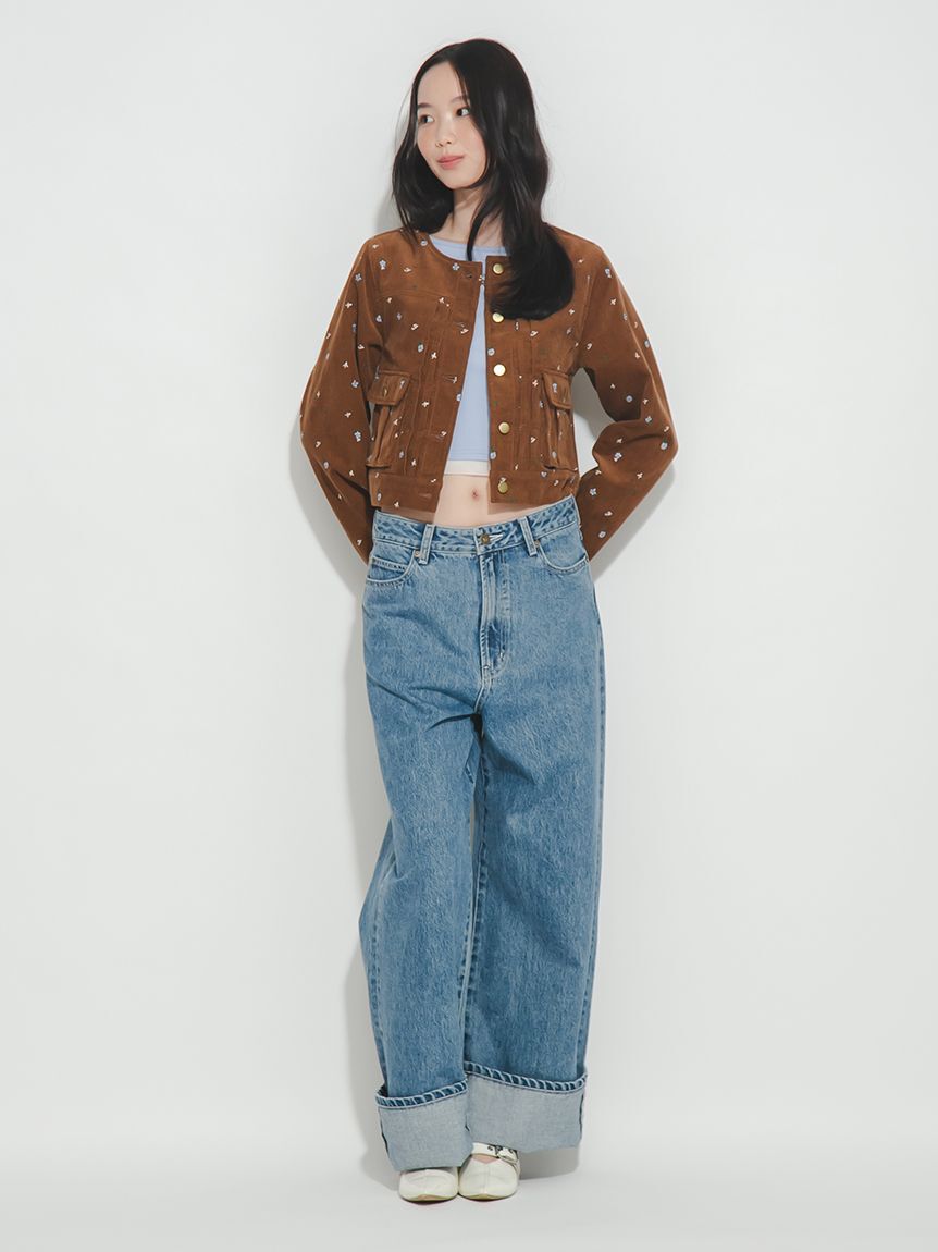 FURFUR「リボンステッチロールアップデニムパンツ」|デニム|