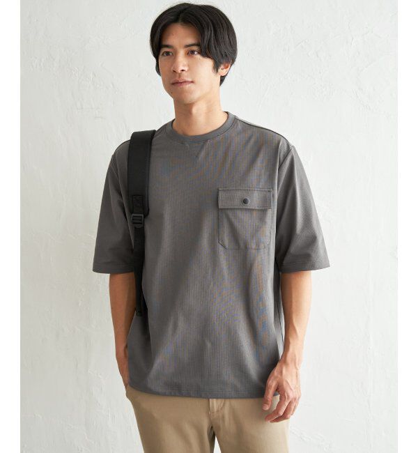 ikka「【吸水速乾】冷感メッシュ5分袖アウターT」|Tシャツ・カットソー|