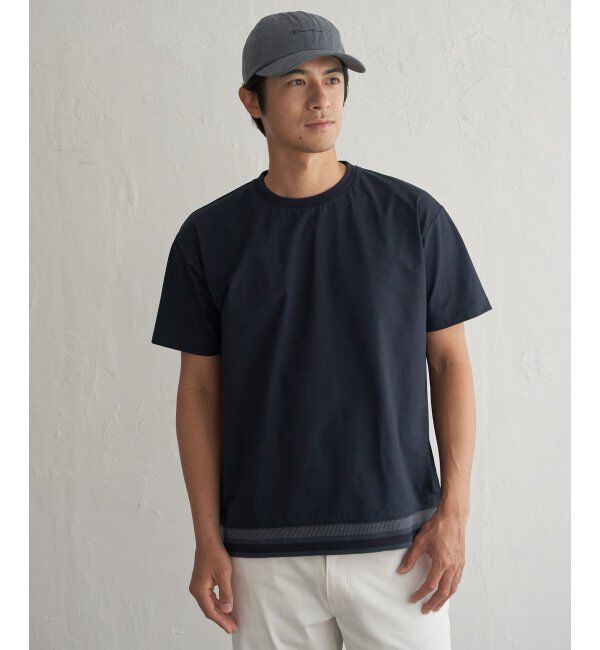 ikka「冷感DRYジョーゼットリブTシャツ」|Tシャツ・カットソー|ネイビーブルー