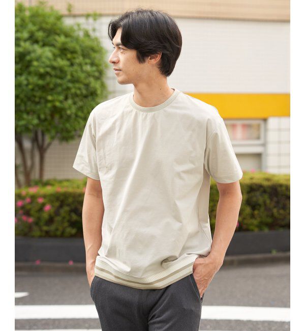 ikka「冷感DRYジョーゼットリブTシャツ」|Tシャツ・カットソー|グレージュ