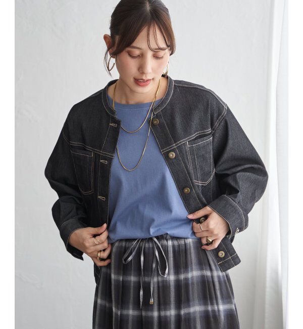 ikka「メッシュデニムブルゾン」|ブルゾン・スタジャン|