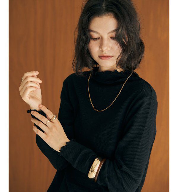 ikka「シャドーボーダーテレコボトルネックプルオーバー」|Tシャツ・カットソー|