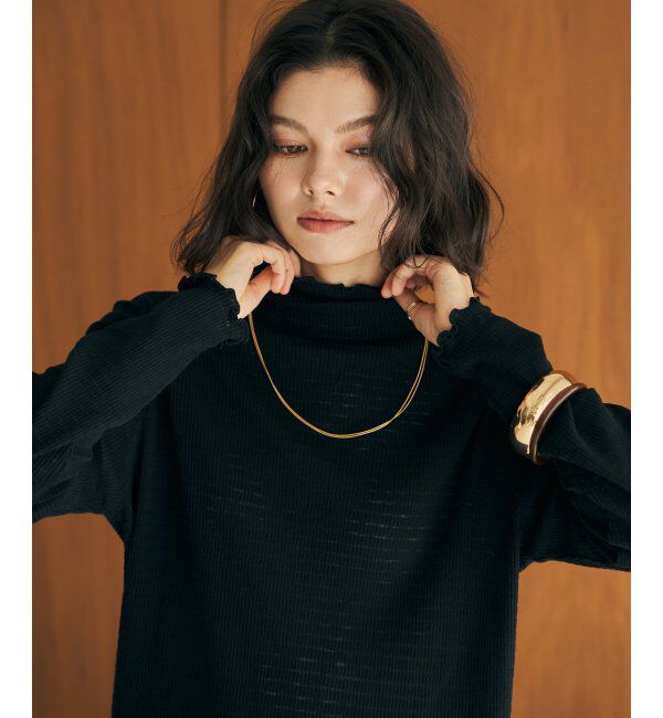 ikka「シャドーボーダーテレコボトルネックプルオーバー」|Tシャツ・カットソー|