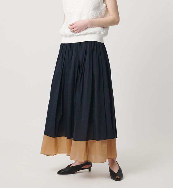 UNITED ARROWS「シアー バイカラー スカート ‐ウォッシャブル‐」|スカート|NAVY