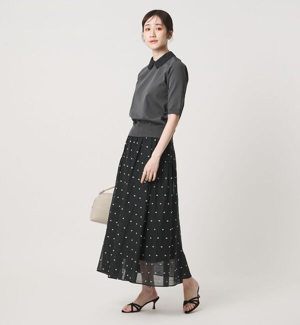 UNITED ARROWS「2トーン ドット ジャガード フレアスカート」|フレア|