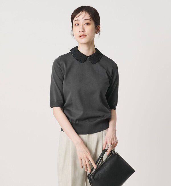 UNITED ARROWS「レディー フラワー ビジュー ニット」|ニット・セーター|