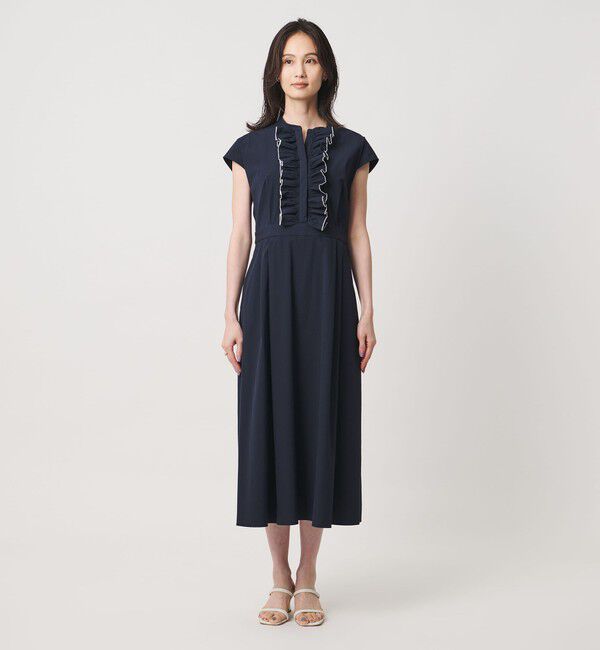 UNITED ARROWS「メロー フリル スキッパー ワンピース ‐防シワ 吸水速乾 UVカット 遮熱性 接触冷感‐」|ワンピース|