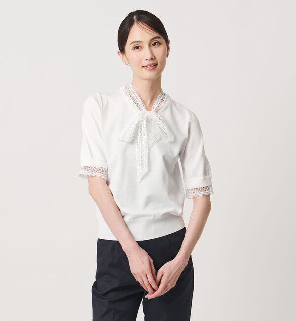 UNITED ARROWS「4WAY ボウタイレース ショートスリーブ ニット」|ニット・セーター|