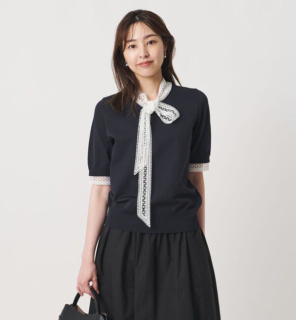 UNITED ARROWS「4WAY ボウタイレース ショートスリーブ ニット」|ニット・セーター|
