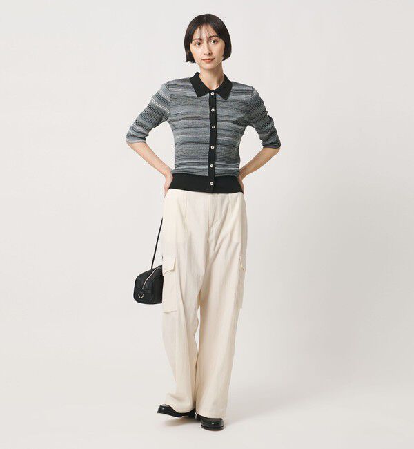 UNITED ARROWS「カラー ボーダー 5分袖 ポロニット ‐ウォッシャブル‐」|ニット・セーター|