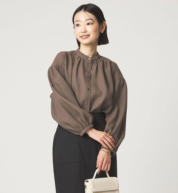 UNITED ARROWS green label relaxing「袖ボリューム ギャザー ブラウス マシンウォッシャブル 通気性」|シャツ・ブラウス|