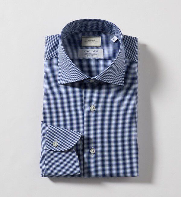 UNITED ARROWS green label relaxing「MADE BY HITOYOSHI ギンガムチェック ワイドカラー ドレスシャツ」|シャツ・ブラウス|