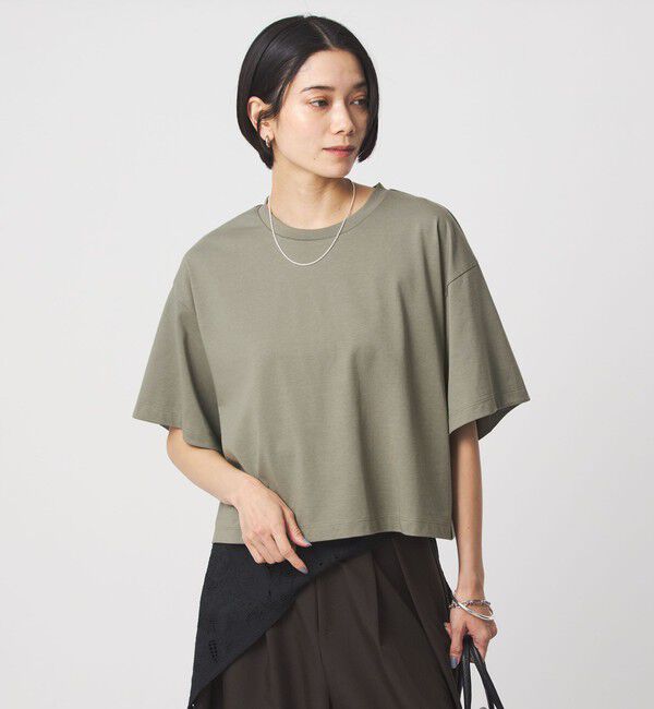 UNITED ARROWS green label relaxing「＜スタイリスト兵藤千尋さんコラボ＞クロップド ワイド Tシャツ UVカット」|Tシャツ・カットソー|