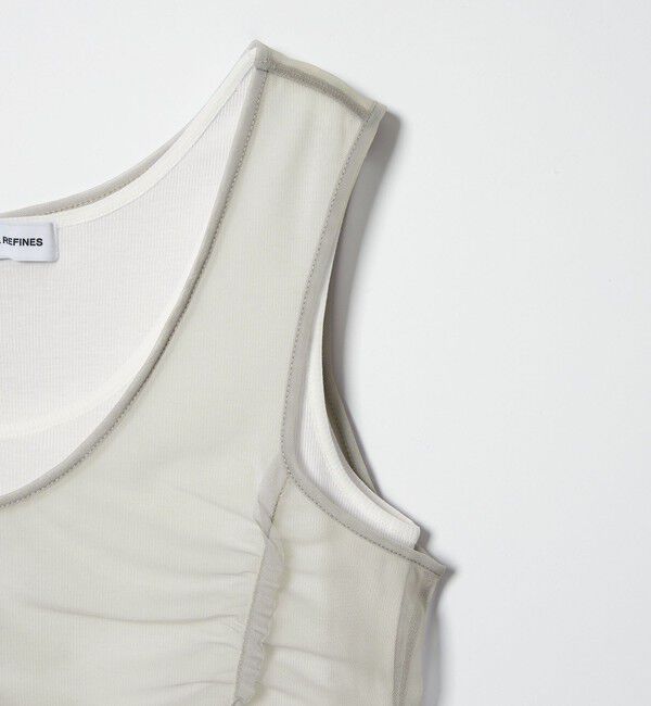 EMMEL REFINES「＜EMMEL REFINES＞EM フリルギャザー チュールレイヤー ノースリーブ」|Tシャツ・カットソー|