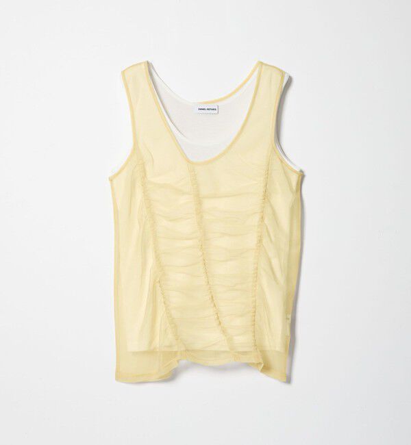 EMMEL REFINES「＜EMMEL REFINES＞EM フリルギャザー チュールレイヤー ノースリーブ」|Tシャツ・カットソー|
