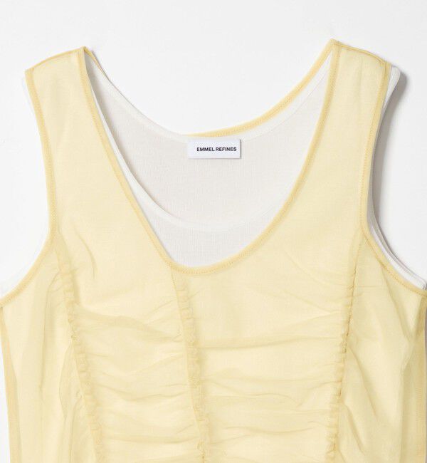 EMMEL REFINES「＜EMMEL REFINES＞EM フリルギャザー チュールレイヤー ノースリーブ」|Tシャツ・カットソー|