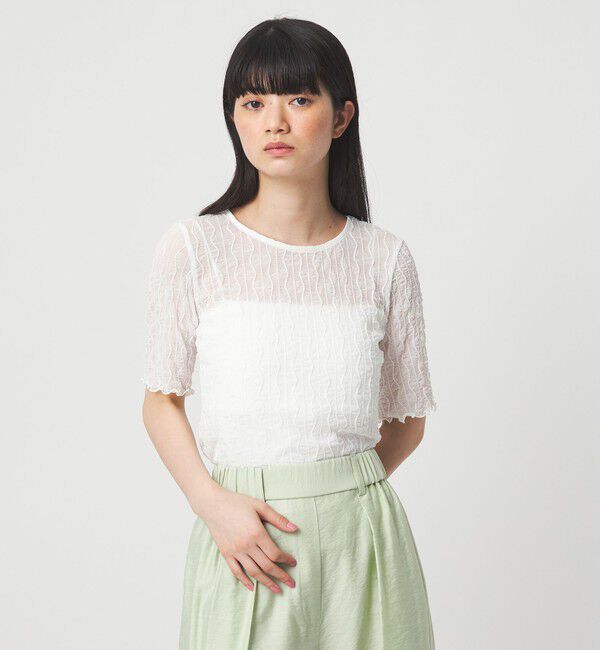 EMMEL REFINES「＜EMMEL REFINES＞EM ウェーブシアー クルーネック 5スリーブ」|Tシャツ・カットソー|