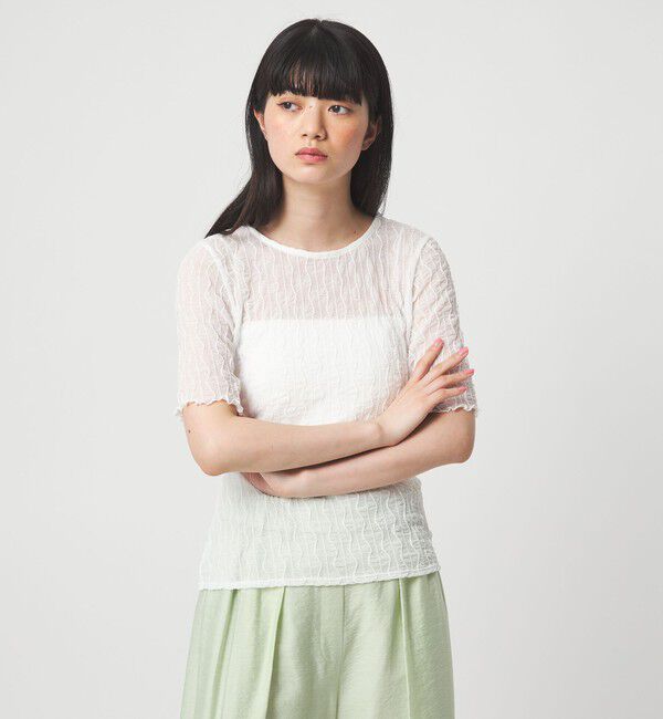 EMMEL REFINES「＜EMMEL REFINES＞EM ウェーブシアー クルーネック 5スリーブ」|Tシャツ・カットソー|