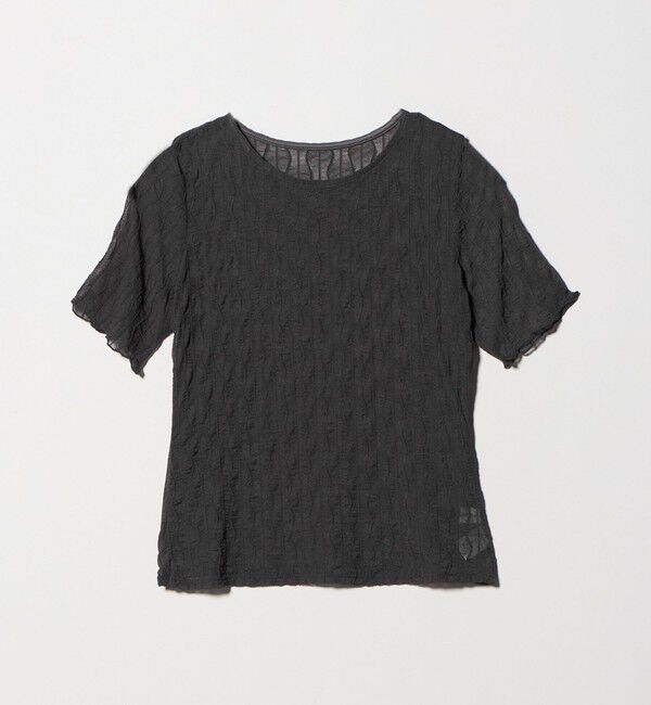 EMMEL REFINES「＜EMMEL REFINES＞EM ウェーブシアー クルーネック 5スリーブ」|Tシャツ・カットソー|DK.GRAY
