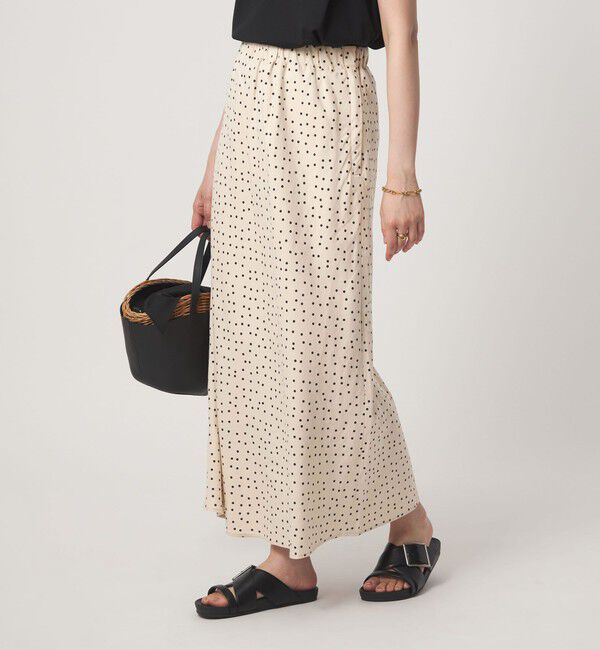 UNITED ARROWS green label relaxing「BREEZE LINEN ブリーズリネン ナロー スカート ドット」|フレア|