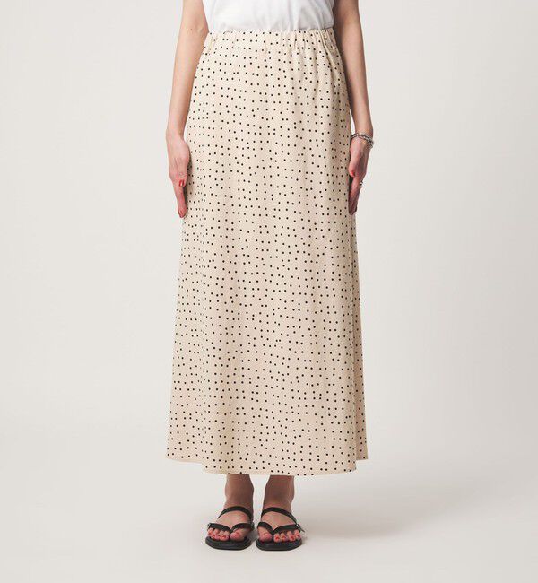 UNITED ARROWS green label relaxing「BREEZE LINEN ブリーズリネン ナロー スカート ドット」|フレア|