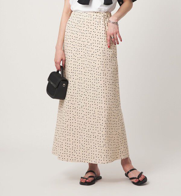 UNITED ARROWS green label relaxing「BREEZE LINEN ブリーズリネン ナロー スカート ドット」|フレア|