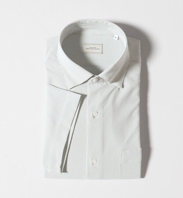 UNITED ARROWS green label relaxing「ポリエステル ラッカン ストライプ スタンダード スナップ ボタンダウン 半袖 シャツ -ストレッチ・イージ」|シャツ・ブラウス|
