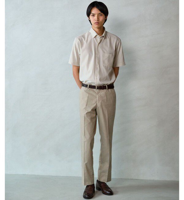 UNITED ARROWS green label relaxing「ポリエステル ラッカン ストライプ スタンダード スナップ ボタンダウン 半袖 シャツ -ストレッチ・イージ」|シャツ・ブラウス|