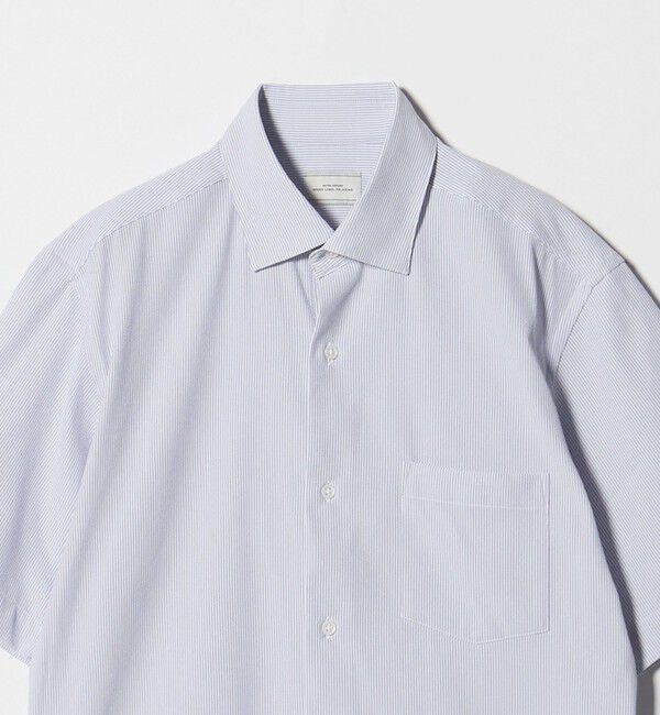 UNITED ARROWS green label relaxing「ポリエステル ラッカン ストライプ スタンダード スナップ ボタンダウン 半袖 シャツ -ストレッチ・イージ」|シャツ・ブラウス|