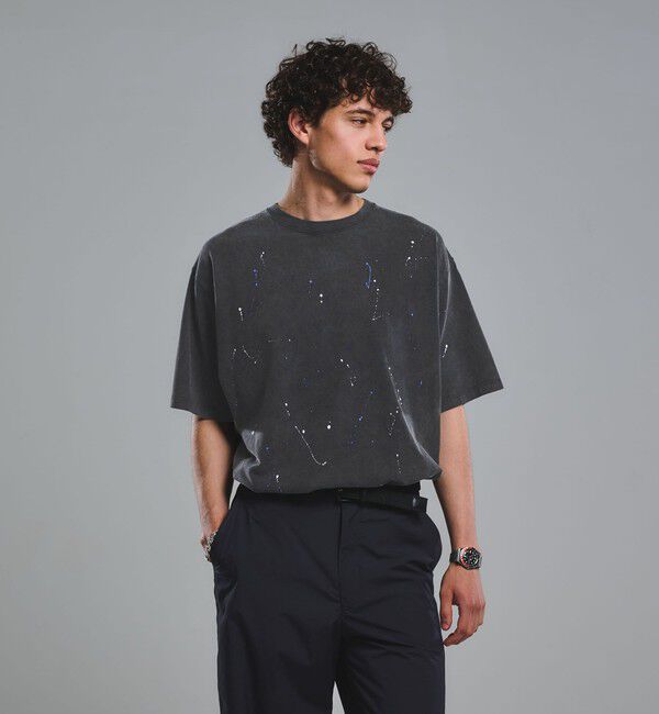 UNITED ARROWS green label relaxing「【別注】＜SCREEN STARS＞GLR ドロップ ペイント 半袖 Tシャツ」|Tシャツ・カットソー|BLACK