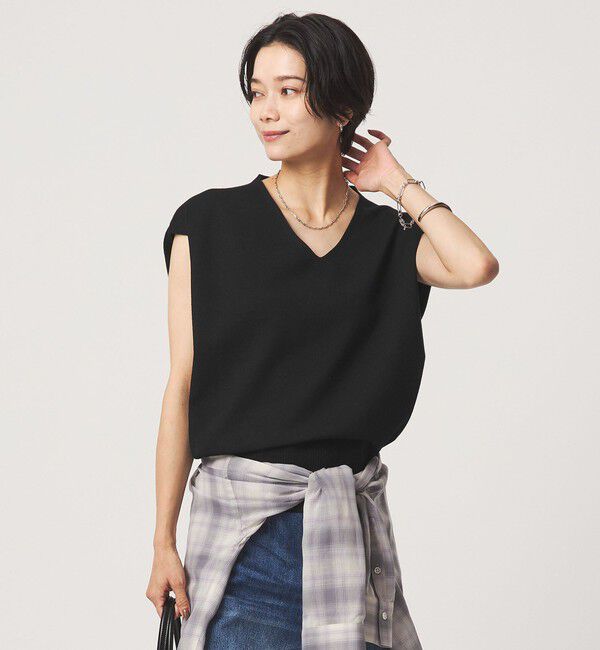 UNITED ARROWS green label relaxing「Vネック ニット ベスト」|ベスト・ジレ|BLACK