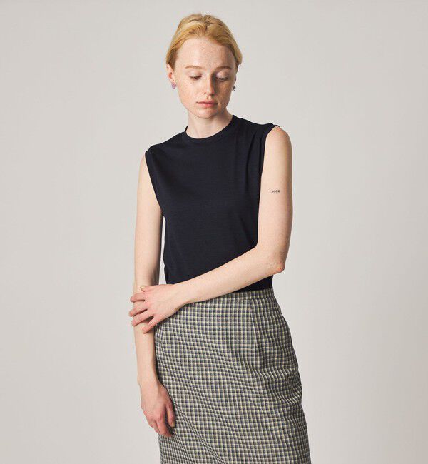 STEVEN ALAN「＜Steven Alan＞ウールジャージー ノースリーブ Tシャツ」|Tシャツ・カットソー|NAVY