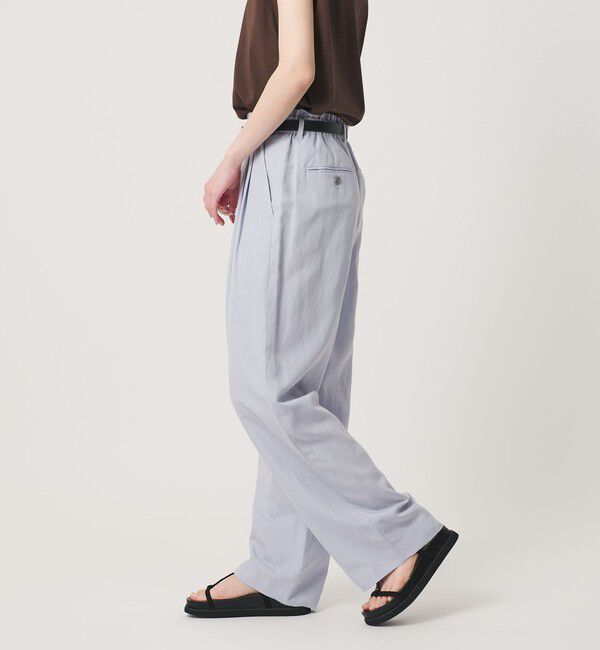 BEAUTY&YOUTH UNITED ARROWS「麻ブレンド バックゴム タック ワイドパンツ」|チノ|