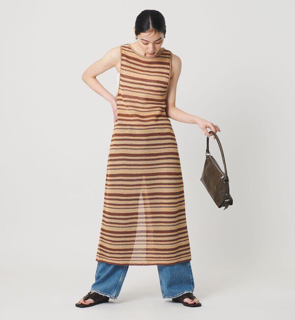 BEAUTY&YOUTH UNITED ARROWS「コットン メッシュ ボーダーワンピース」|ワンピース|