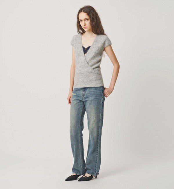 ATTISESSION「＜ATTISESSION＞カシュクール カップスリーブ ニット」|ニット・セーター|MD.GRAY