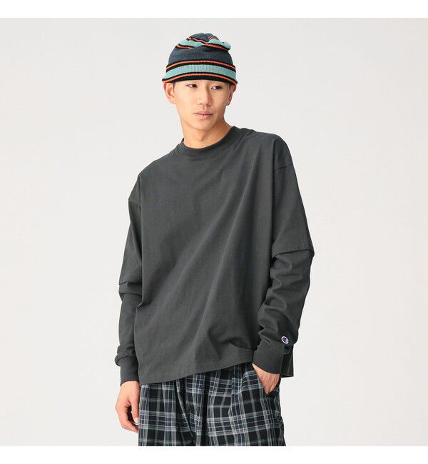 BEAMS「【別注】Champion / フェイク レイヤード ロングスリーブ Tシャツ」|Tシャツ・カットソー|