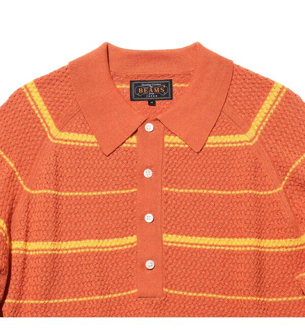 BEAMS PLUS「Knit Polo Basket Weave Stripe」|ポロシャツ|